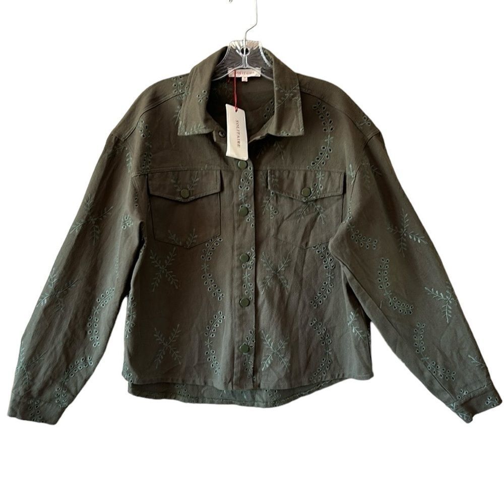 NEW Solitaire Anthropologie Hunter Green Jean Jacket